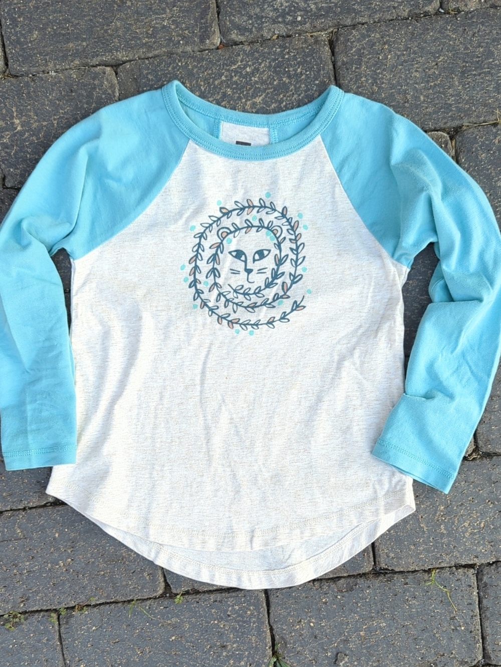 Tea Collection Longsleeve Raglan Baseball Tee, Lion Spiral, 4T